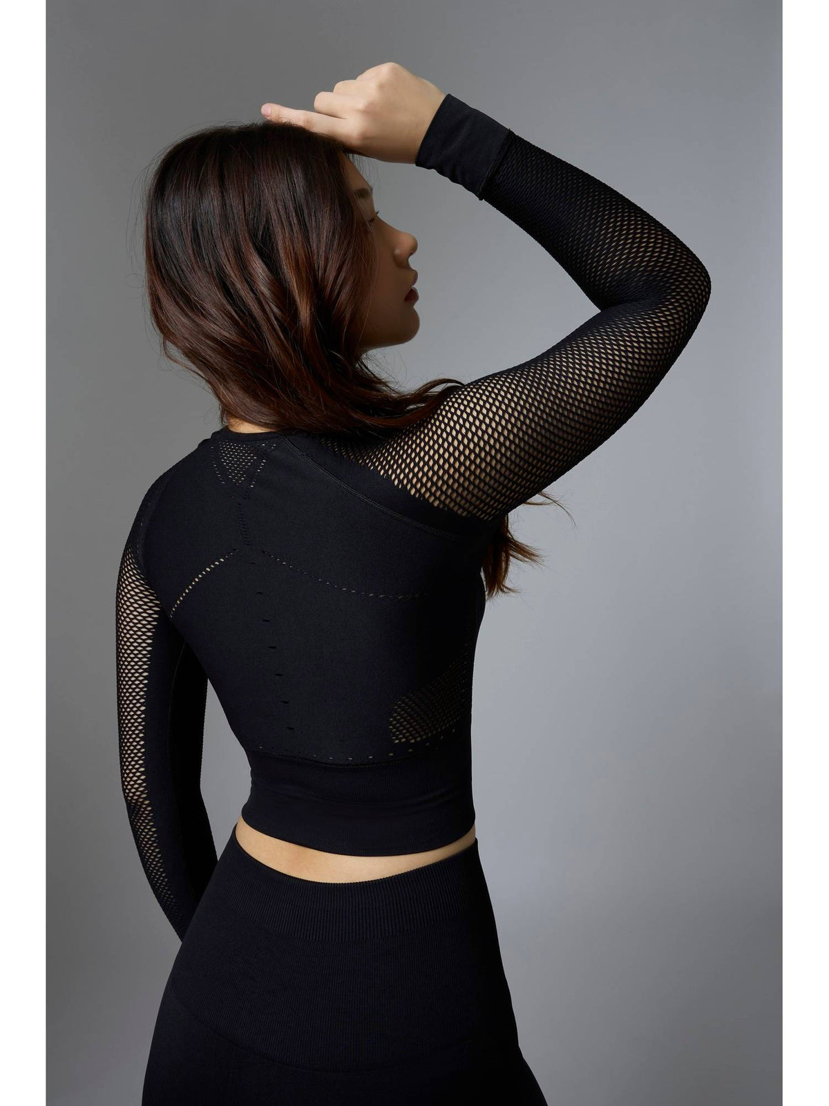 Black Airwave Long Sleeve Crop Top | TT89 - view 2
