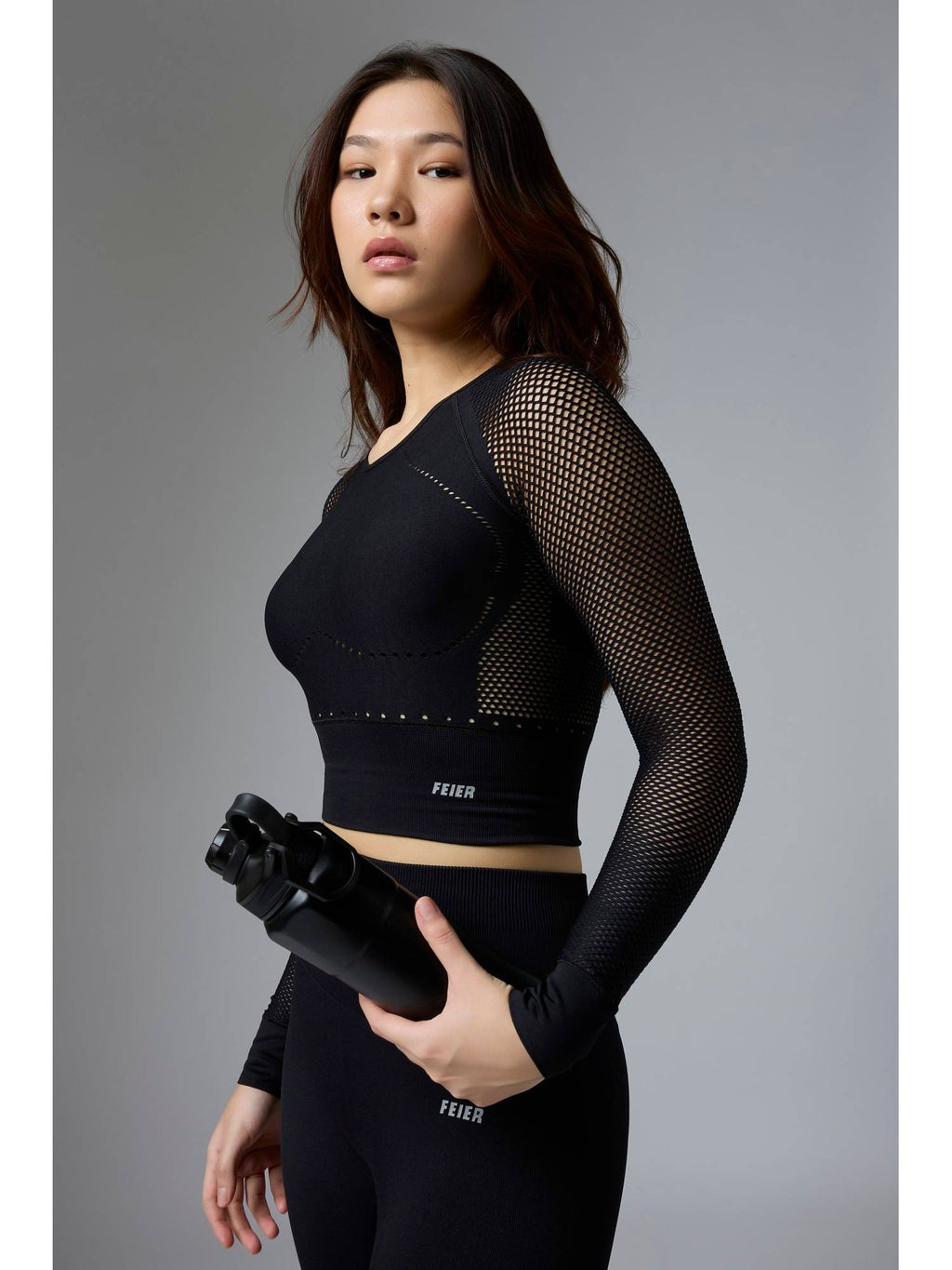 Black Airwave Long Sleeve Crop Top | TS56 - view 3