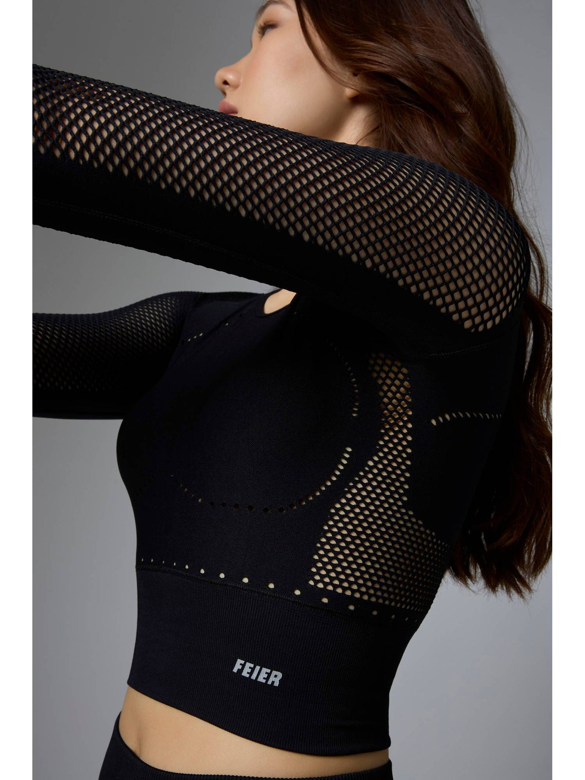 Black Airwave Long Sleeve Crop Top | TS56 - view 4
