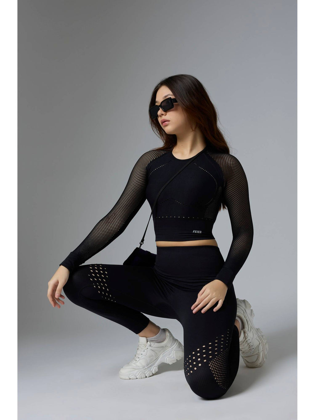 Black Airwave Long Sleeve Crop Top | TS56 - view 5