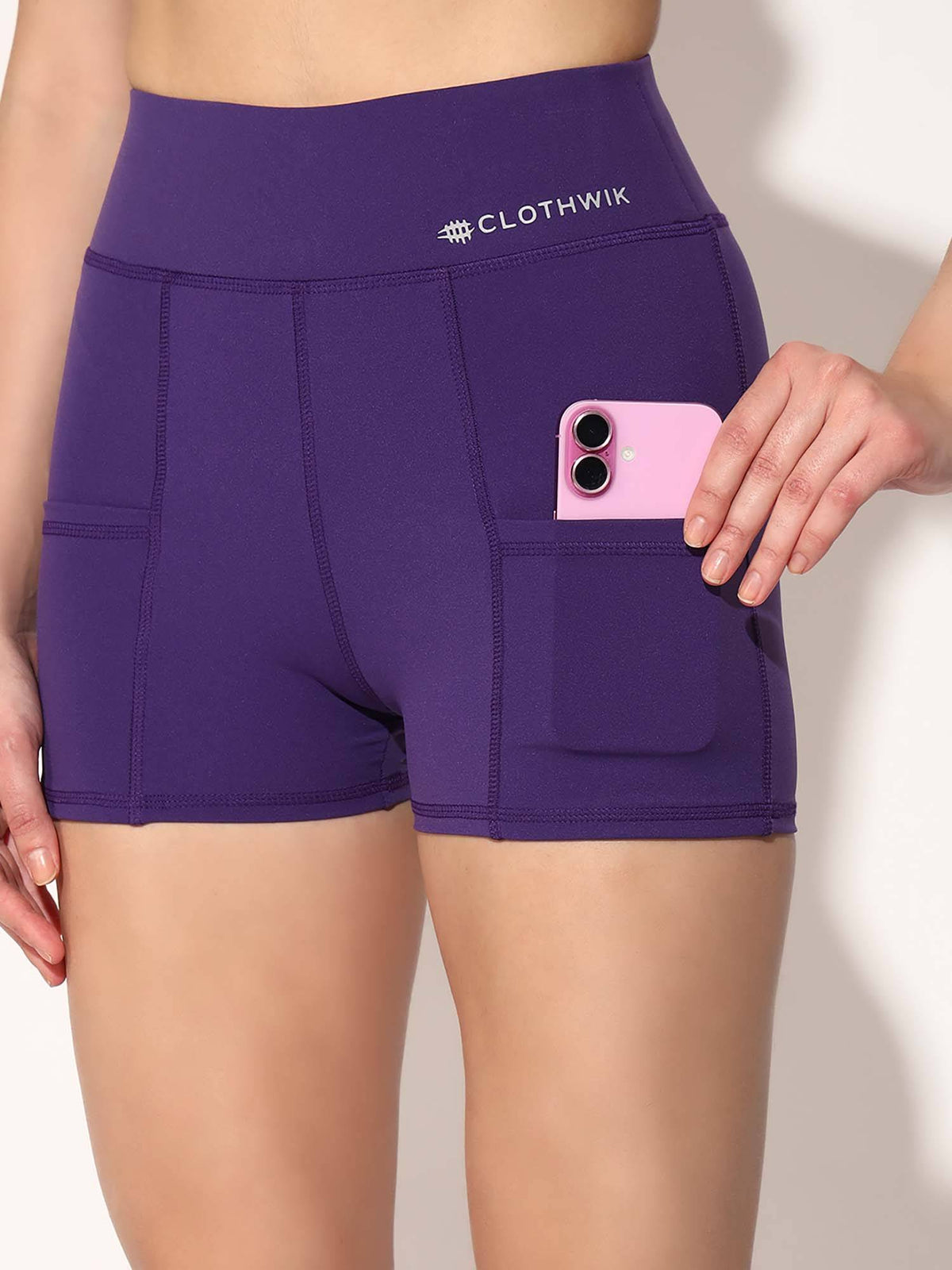 Purple Solid Regular Fit Shorts - view 2