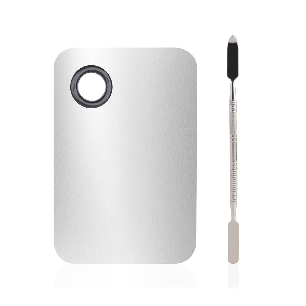 Metal Palette & Spatula Large - Top-quality Non-porous Surface Travel-friendly Designed for MUAs | C83 - view 1
