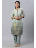 Women Grey Printed Cotton Blend Kurta | KDG - view 1
