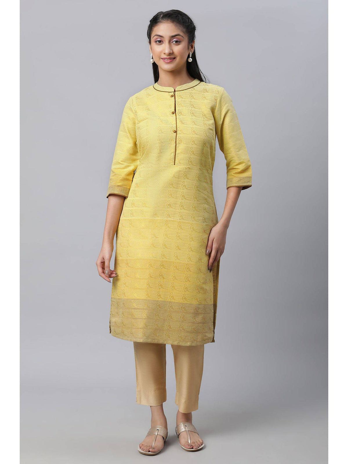Women Grey Printed Cotton Blend Kurta | KDG - view 7