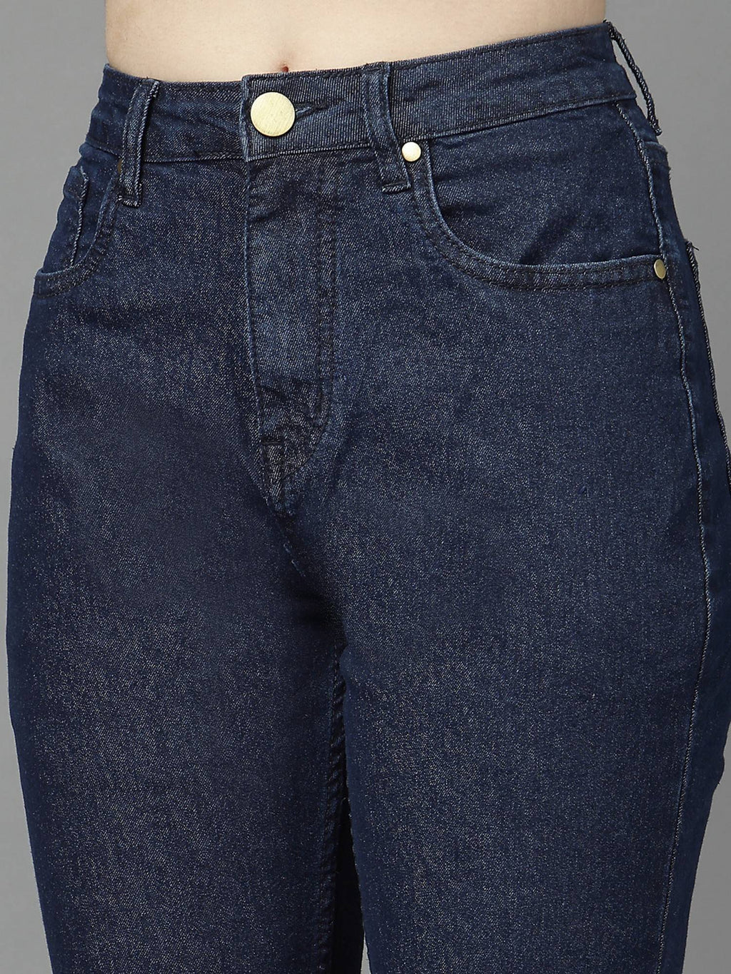 Dark Blue Straight Fit High-Rise Stretchable Jeans | ST23 - view 3