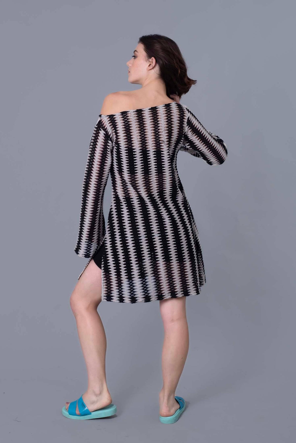 Crochet Striped Cover-Up Beach Dress | D56 - view 6