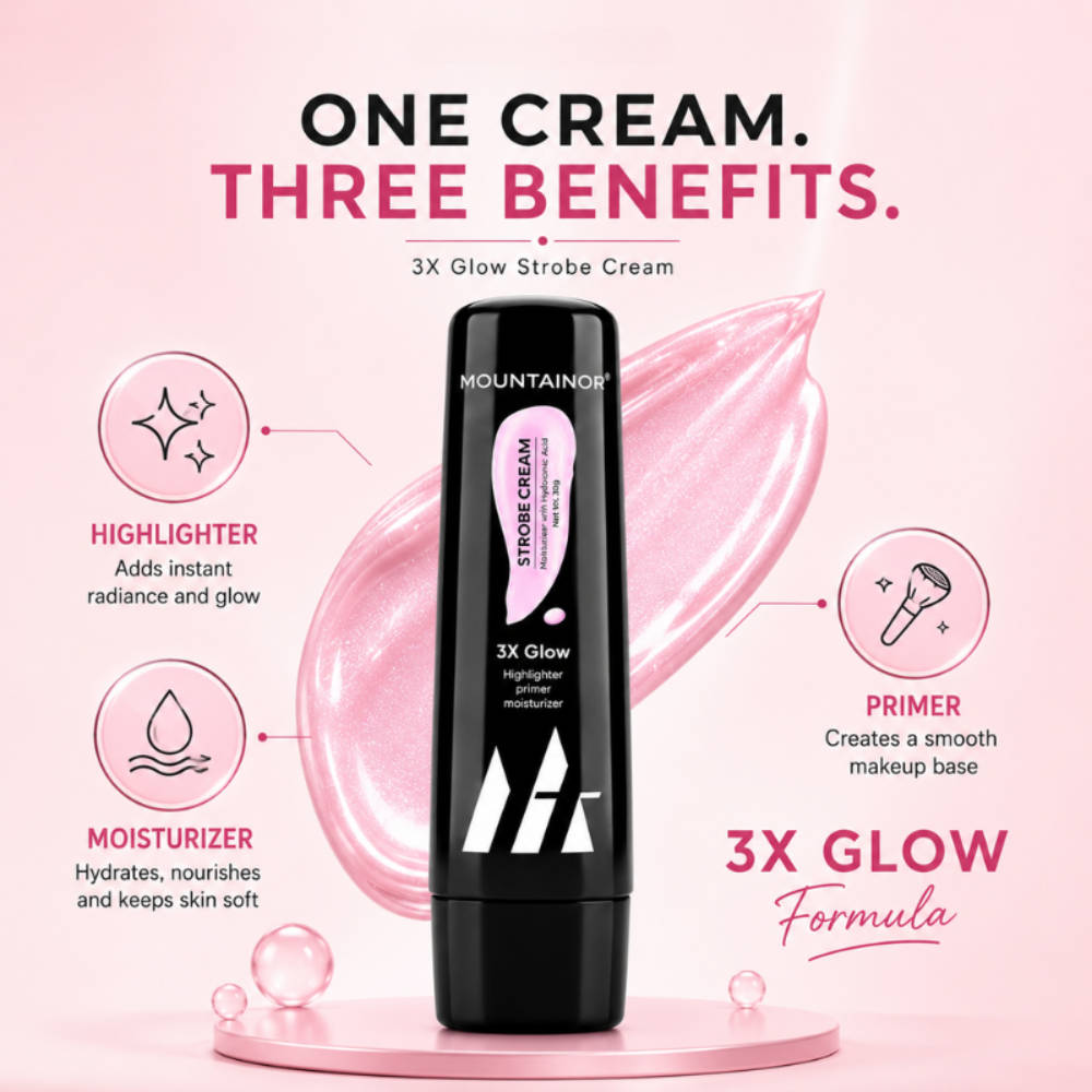 3 In 1 Strobe cream Highlighter + Moisturiser + Primer with Hyaluronic Acid - Pink | F14 - view 2