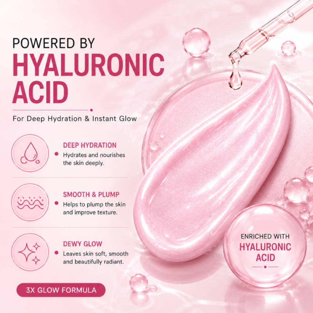 3 In 1 Strobe cream Highlighter + Moisturiser + Primer with Hyaluronic Acid - Pink | F14 - view 3