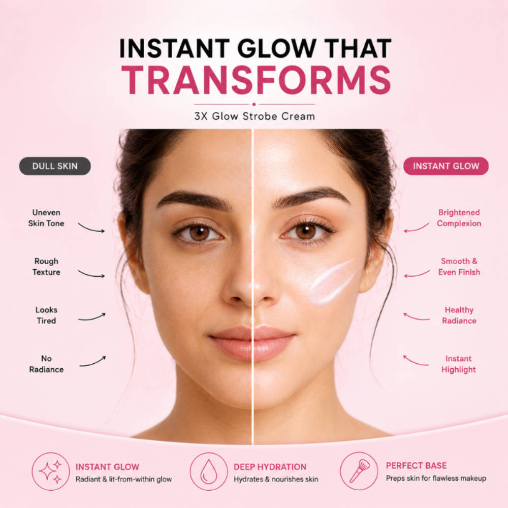 3 In 1 Strobe cream Highlighter + Moisturiser + Primer with Hyaluronic Acid - Pink | F14 - view 4