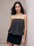 Black Tube Flouncy Solid Top | TT90 - view 1