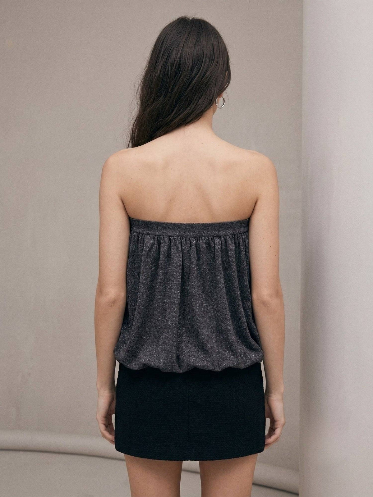 Black Tube Flouncy Solid Top | TT90 - view 4