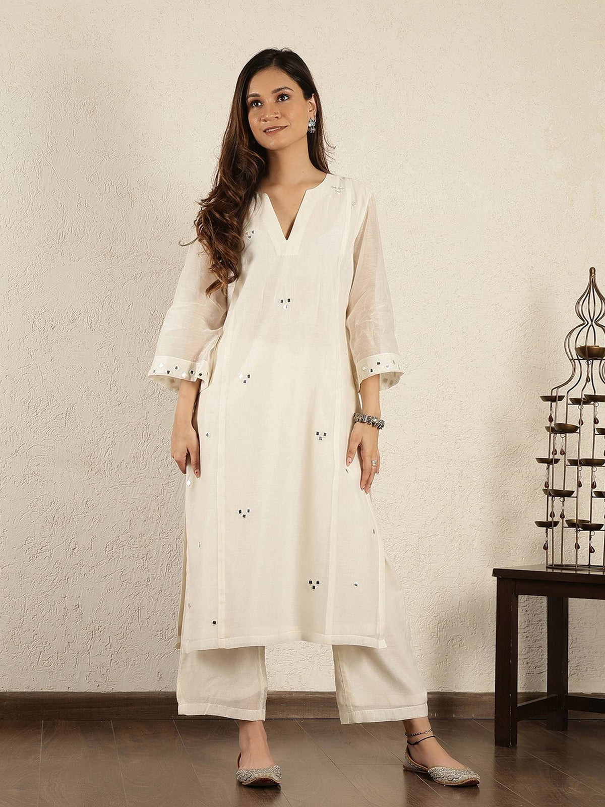 Black Chanderi Mirrorwork Kurta | KDG - view 7