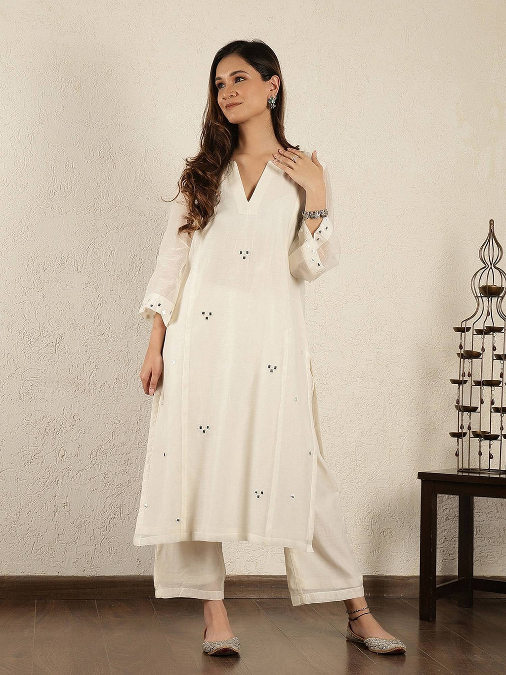 Black Chanderi Mirrorwork Kurta | KDG - view 9