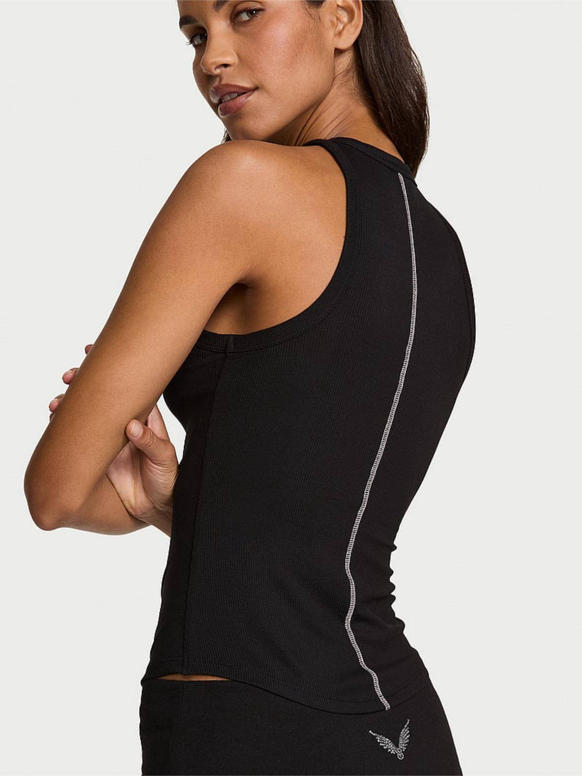 Black Angel Essentials VS Iconic Rib Racerback Tank Top | TT98 - view 2