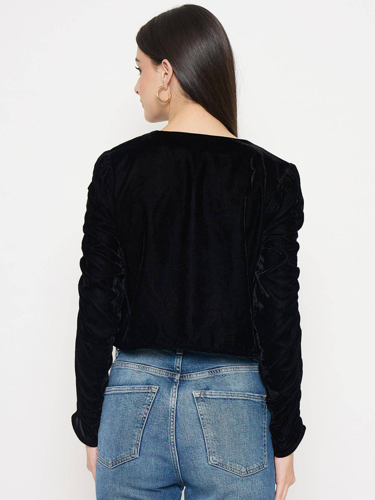 Womens Velvet Black Crop Top | CT61 - view 2
