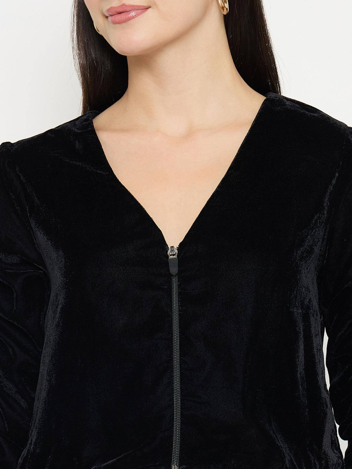 Womens Velvet Black Crop Top | CT61 - view 6
