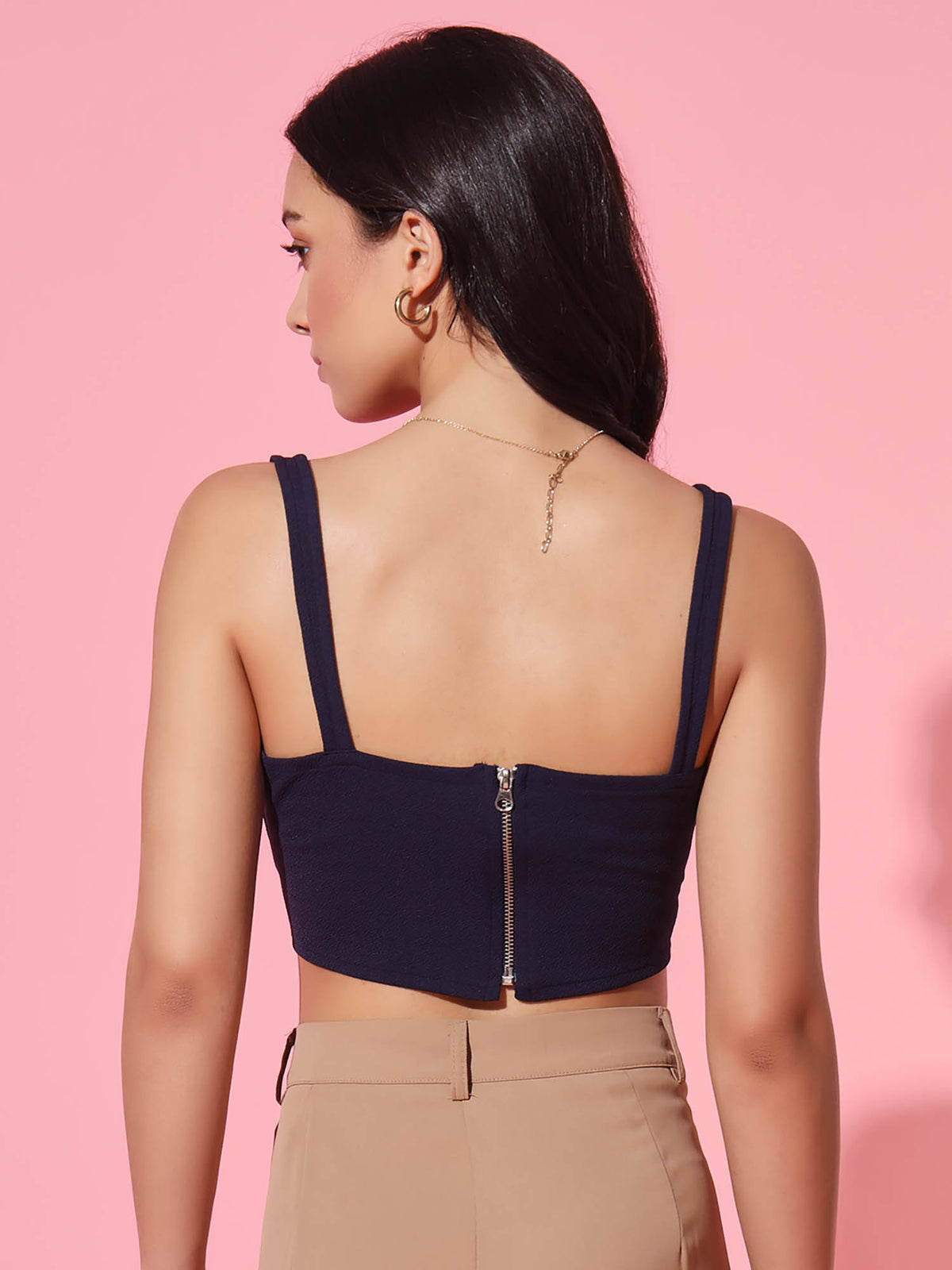 Women's Beige Solid Crop Top | CT61 - view 7