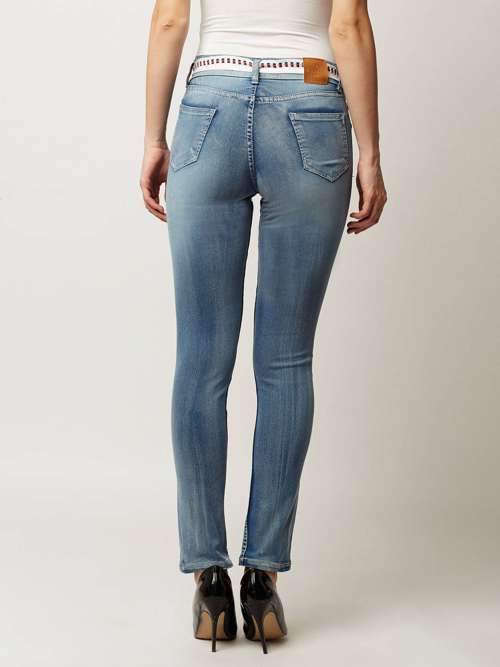 Women Blue Solid Slim Fit Jeans | ST23 - view 4