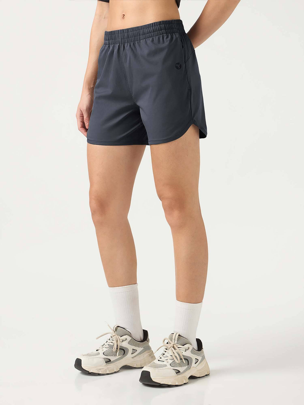 Grey Solid Regular Shorts - view 3
