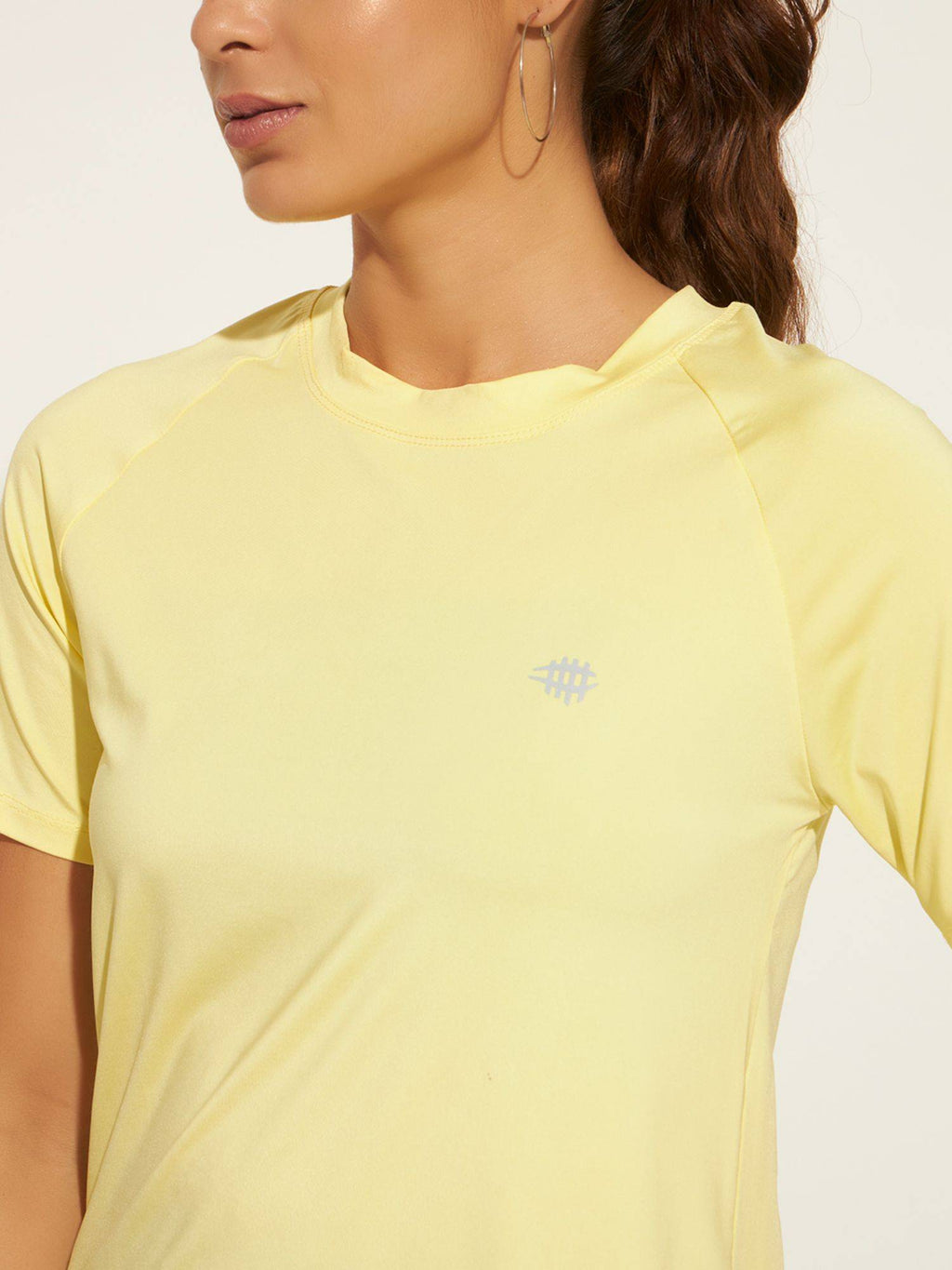 Women Solid Fitted Workout T-Shirt Neon-Yellow | TT89 - view 3