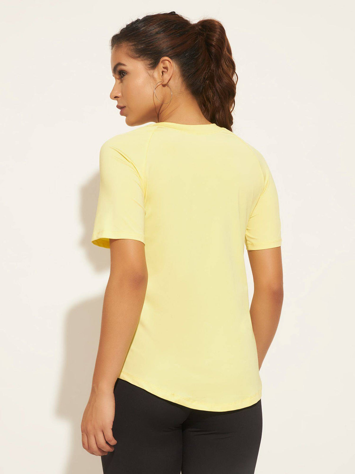Women Solid Fitted Workout T-Shirt Neon-Yellow | TT89 - view 5