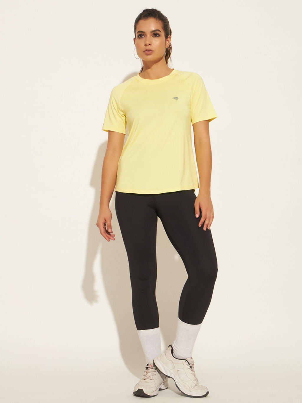Women Solid Fitted Workout T-Shirt Neon-Yellow | TT89 - view 6