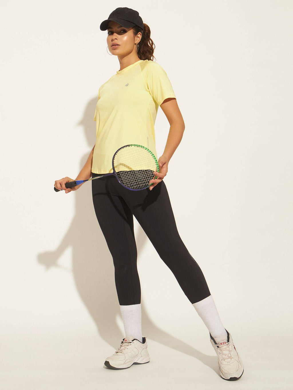 Women Solid Fitted Workout T-Shirt Neon-Yellow | TT89 - view 7
