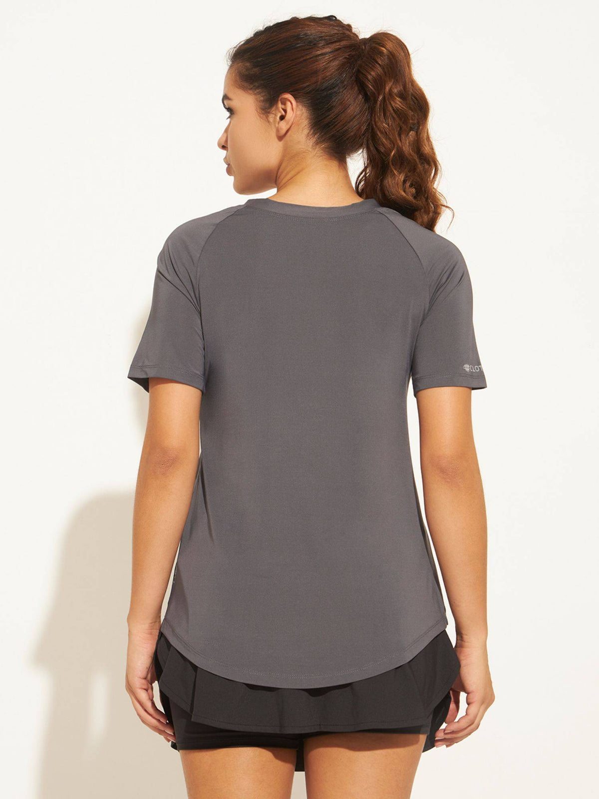 Women Solid Fitted Workout T-Shirt Grey T-Shirt | TT89 - view 5