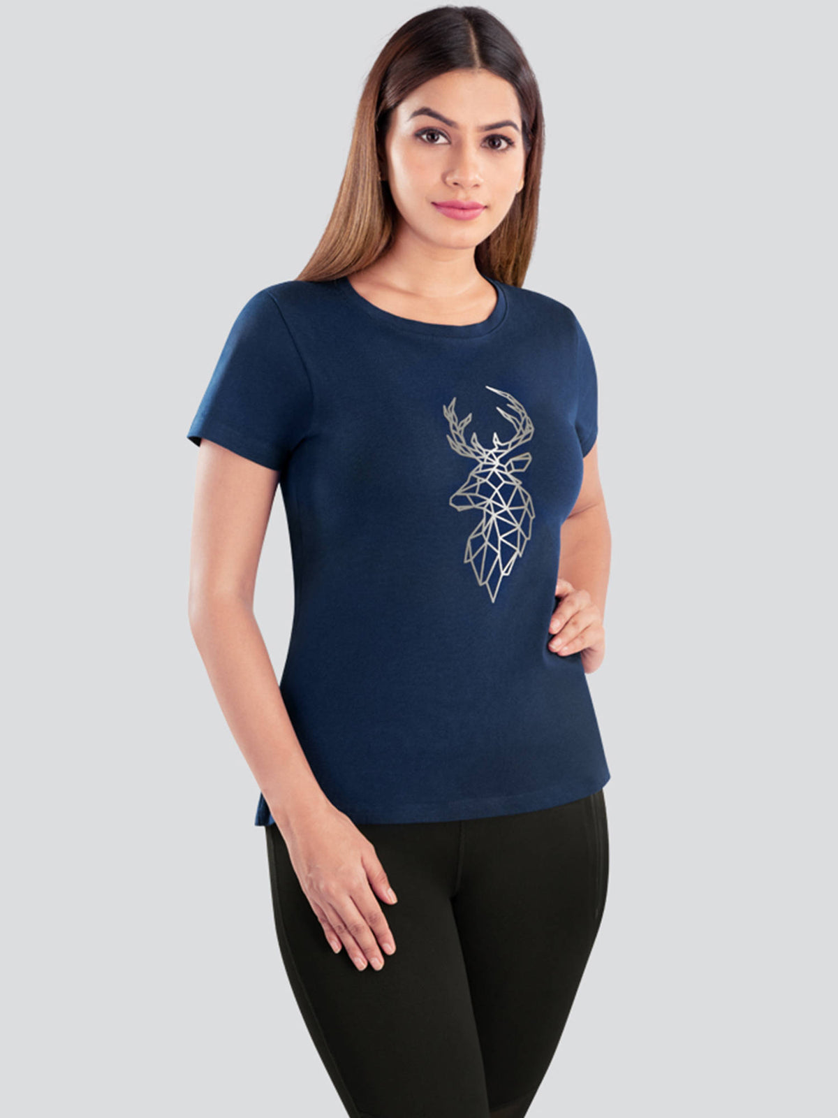 Women Navy Blue Active T-Shirt-Tc-905 | TT89 - view 4