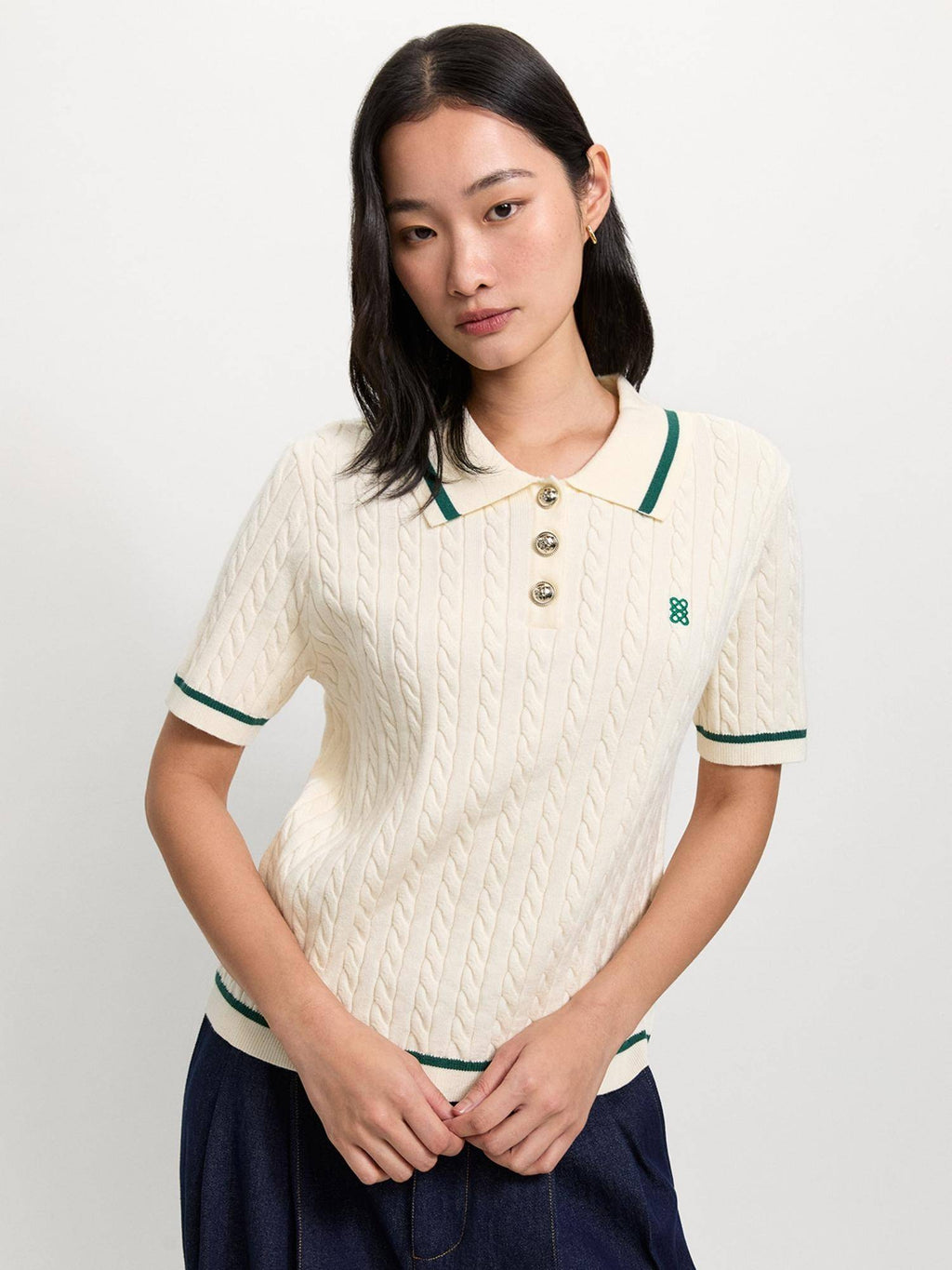 Knit Polo T-shirt - Cream | PW43 - view 1