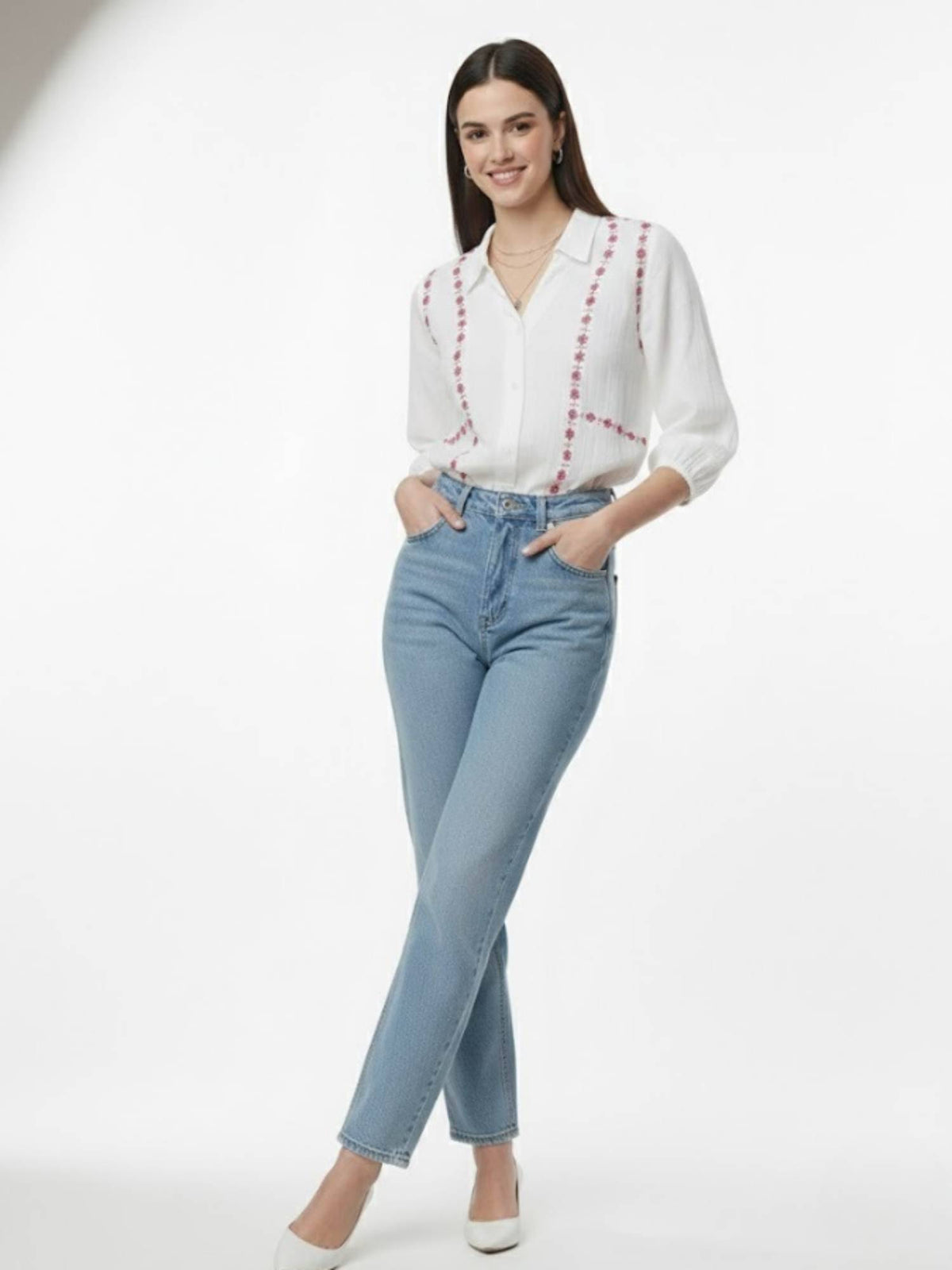 Ditsy Floral Embroidered Shirt | S67 - view 4