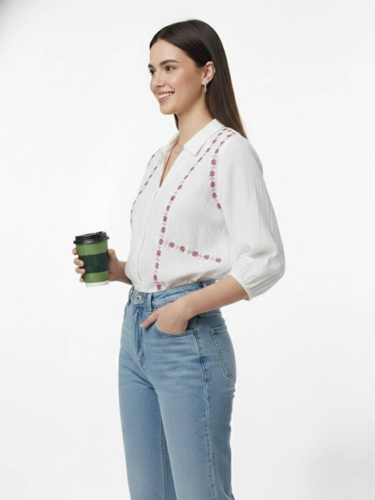 Ditsy Floral Embroidered Shirt | S67 - view 5