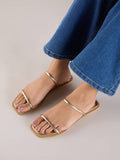 Gold Dual Padded Straps Flats | F61 - view 1
