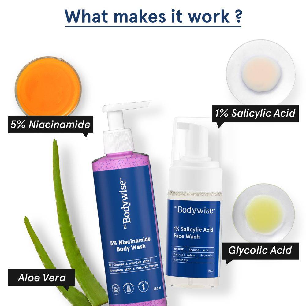 5% Niacinamide Body Wash & 1% Salicylic Acid Face Wash for Clear Acne Free Skin | BWS9 - view 4