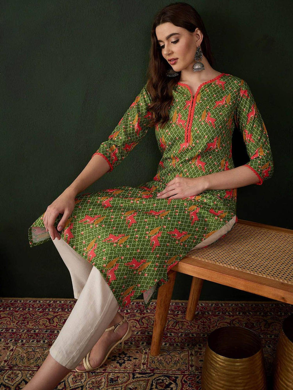 Women Abstract Printed Straight Kurtas - Blue | FY93 - view 10