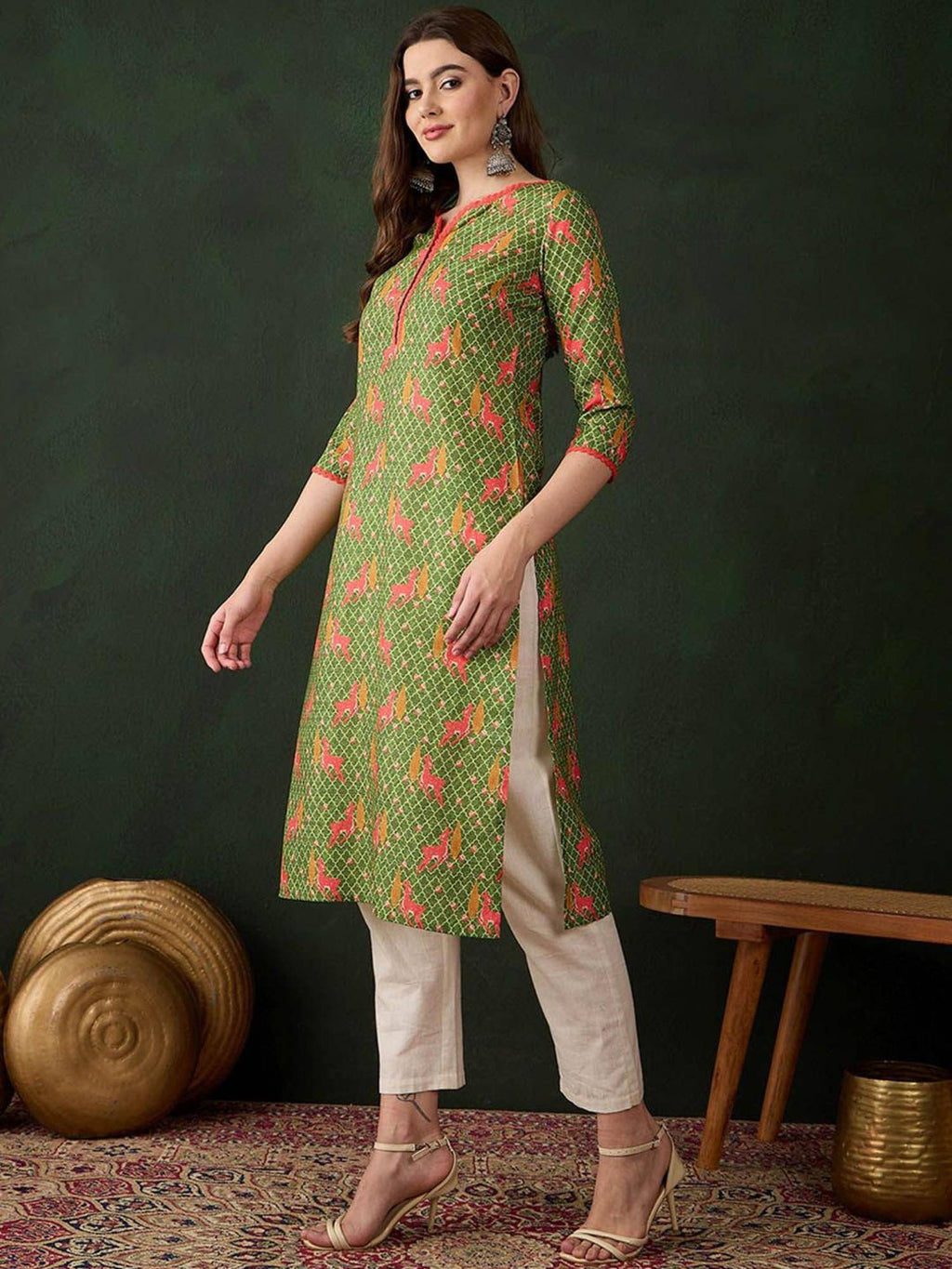 Women Abstract Printed Straight Kurtas - Blue | FY93 - view 12