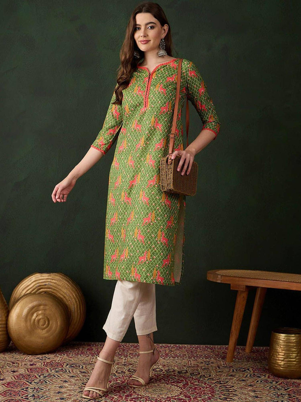 Women Floral Printed Kurta - Green | KDG - view 6