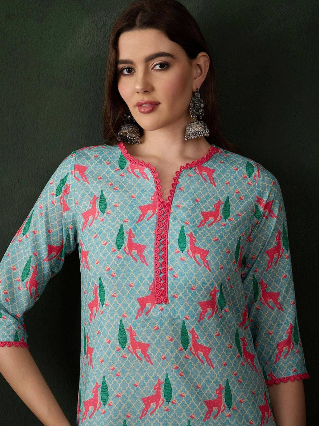 Women Abstract Printed Straight Kurtas - Blue | U3S - view 2