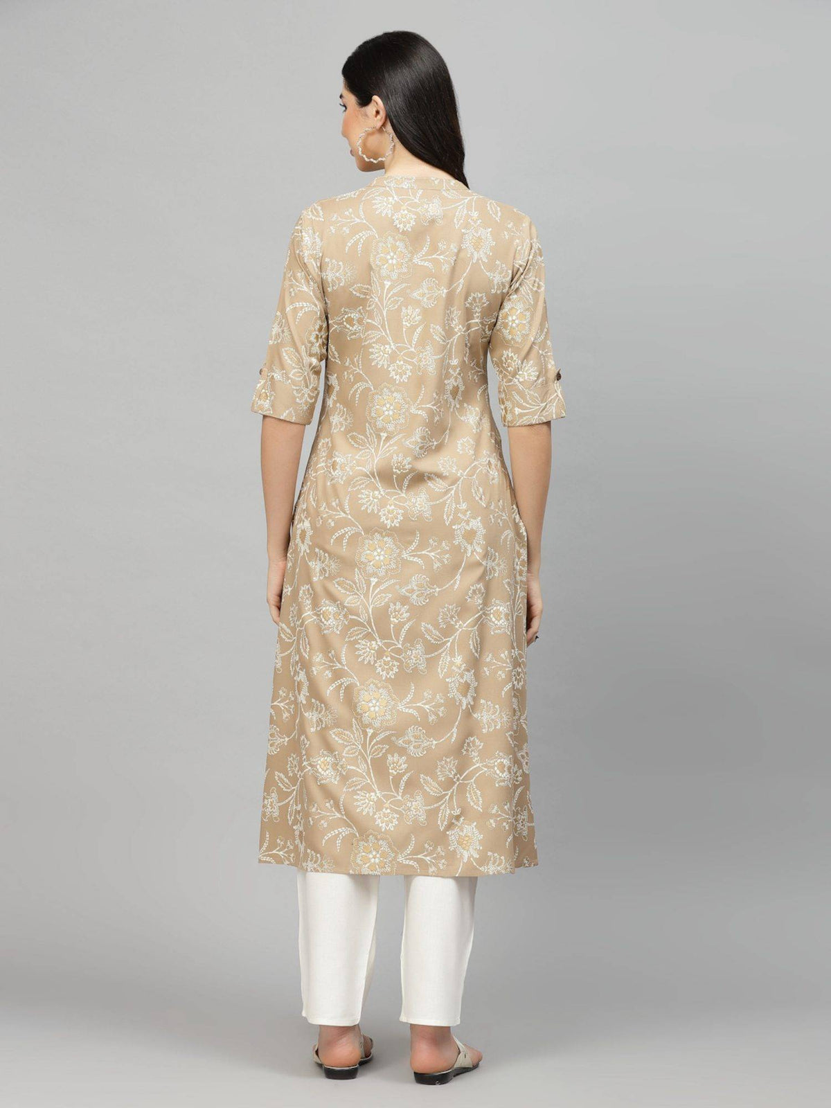 Womens Floral Print Rayon A-line Kurta | KDG - view 37