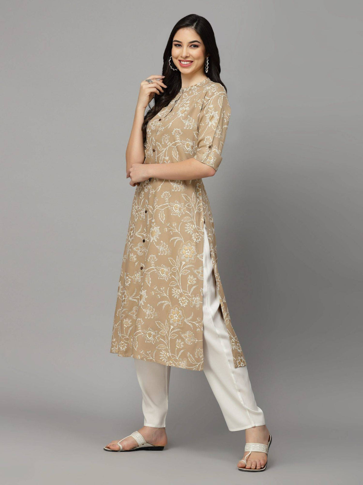 Womens Floral Print Rayon A-line Kurta | KDG - view 38