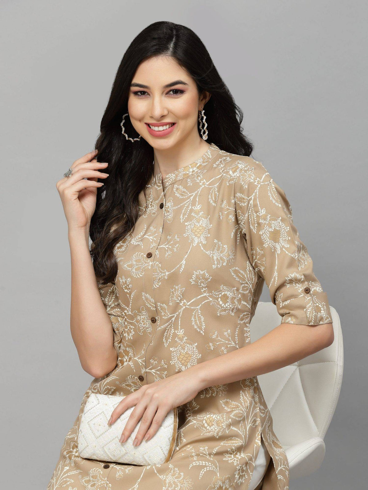 Womens Floral Print Rayon A-line Kurta | KDG - view 40