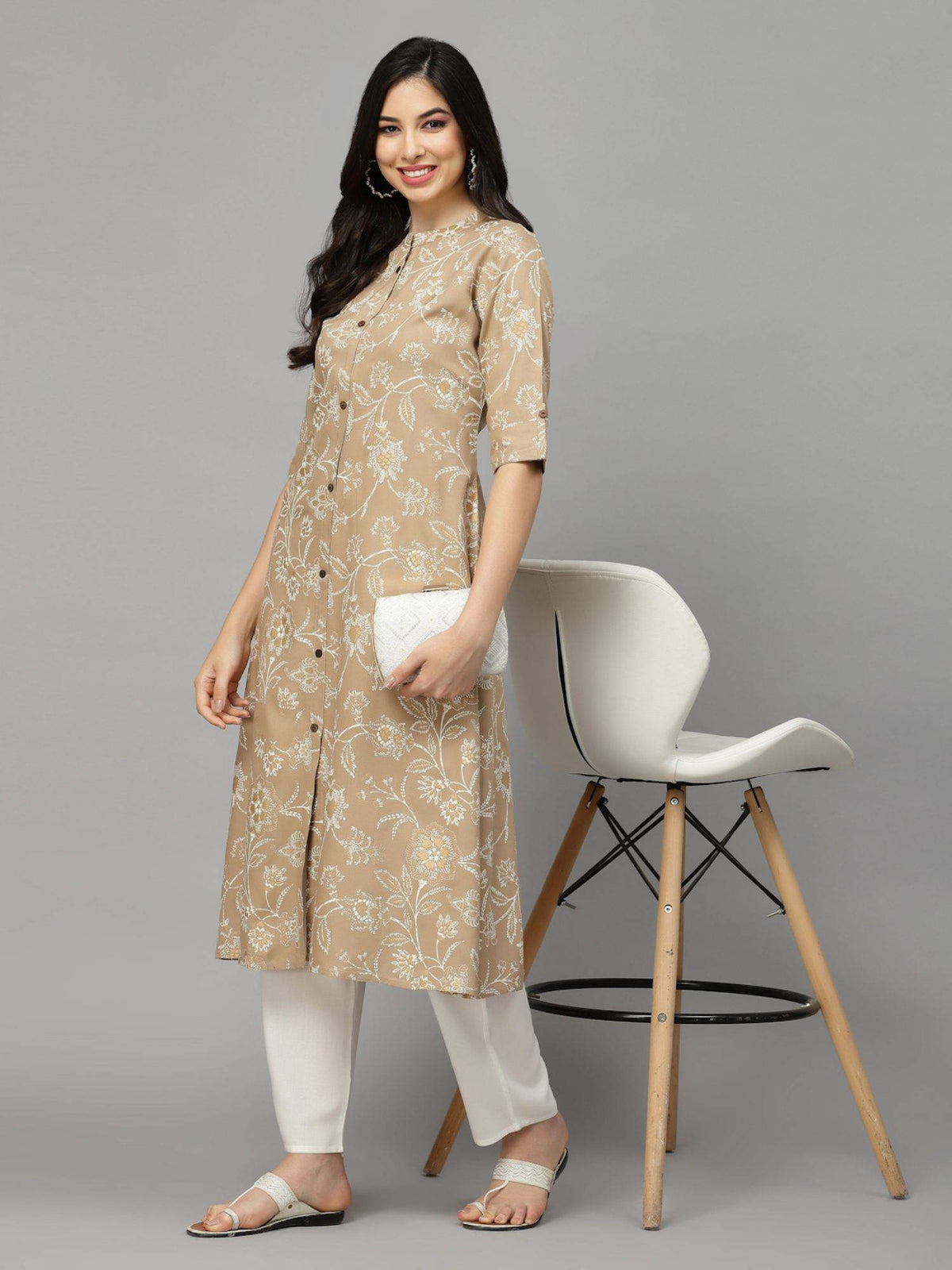 Womens Floral Print Rayon A-line Kurta | KDG - view 41