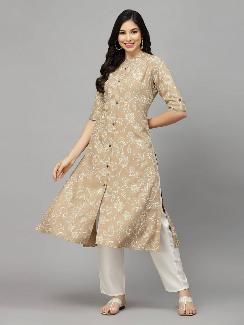 Womens Floral Print Rayon A-line Kurta | KDG - view 42