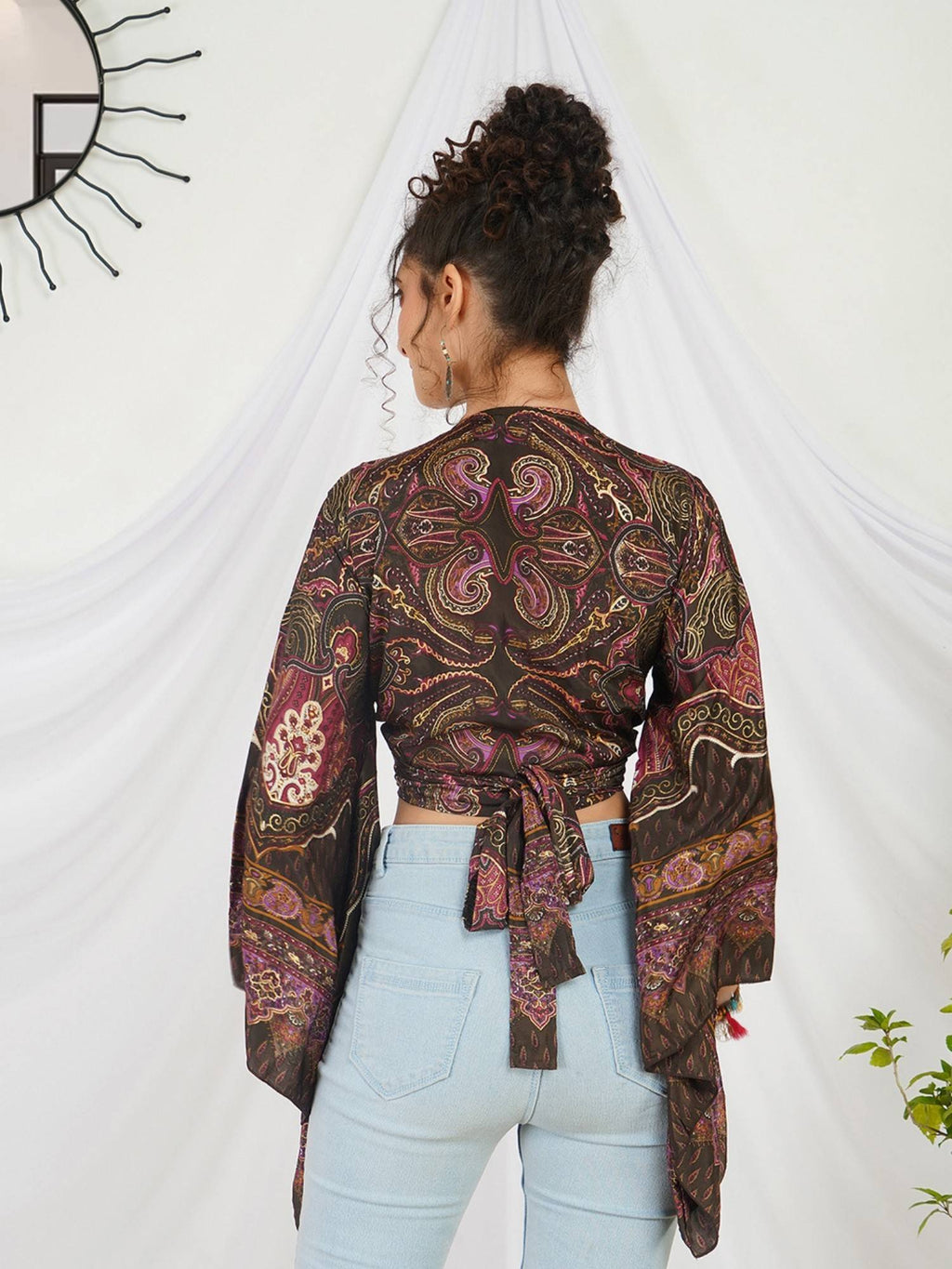 Marisela Plum Boho Tie Crop Top | CT61 - view 2