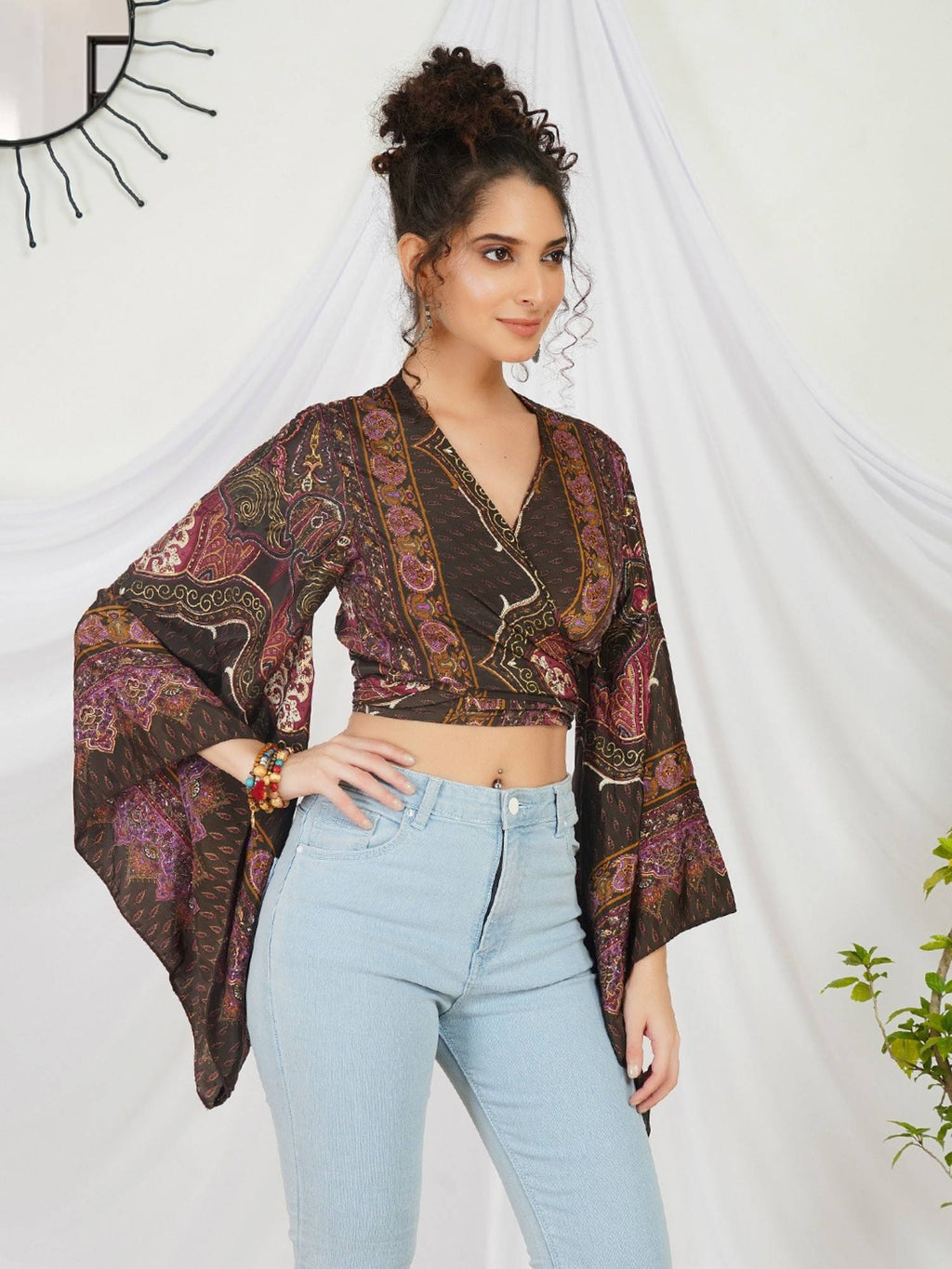 Marisela Plum Boho Tie Crop Top | CT61 - view 3