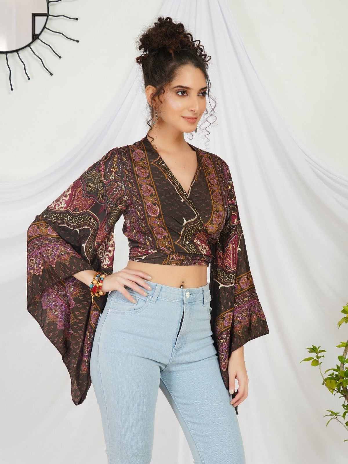 Marisela Plum Boho Tie Crop Top | CT61 - view 3