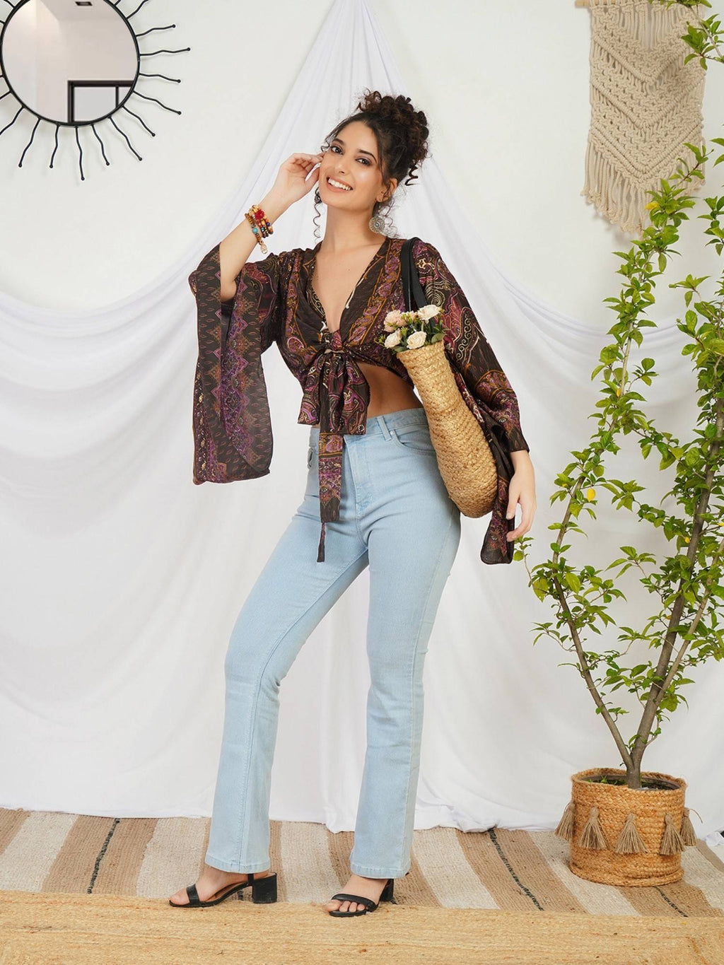 Marisela Plum Boho Tie Crop Top | CT61 - view 5