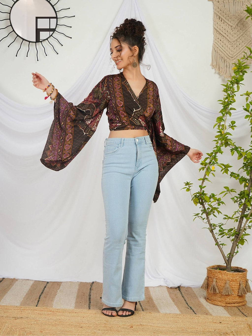 Marisela Plum Boho Tie Crop Top | CT61 - view 6