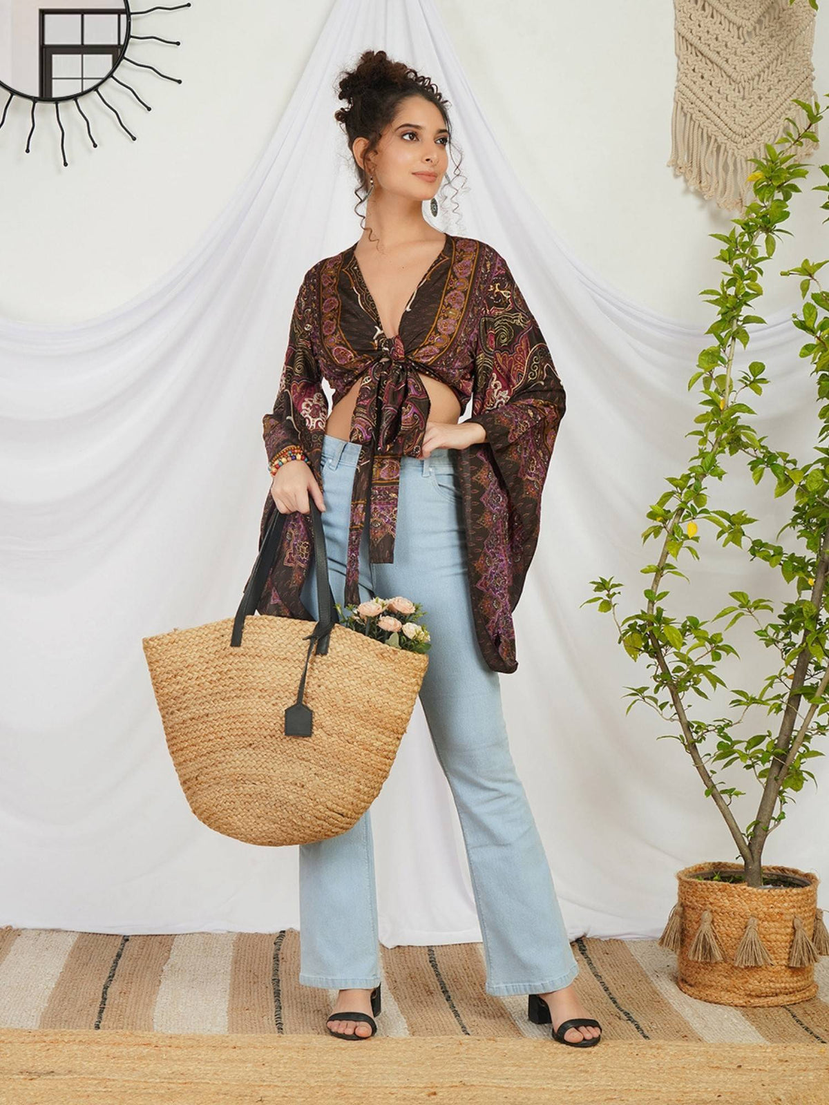 Marisela Plum Boho Tie Crop Top | CT61 - view 7