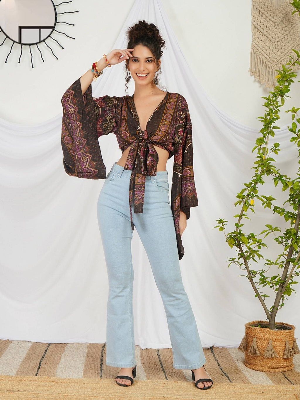 Marisela Plum Boho Tie Crop Top | CT61 - view 8